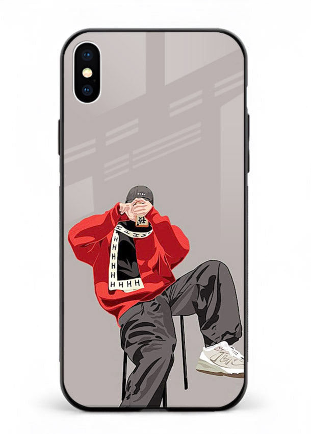 Red Streetwear Boy urban illustration iphone xs max glass back cover