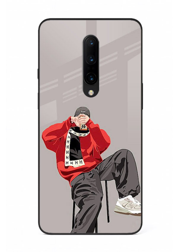 Red Streetwear Boy urban illustration OnePlus 8 glass back cover