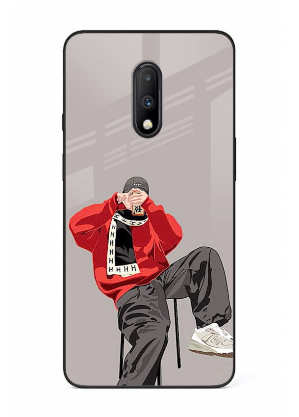 Red Streetwear Boy urban illustration OnePlus 7 glass back cover