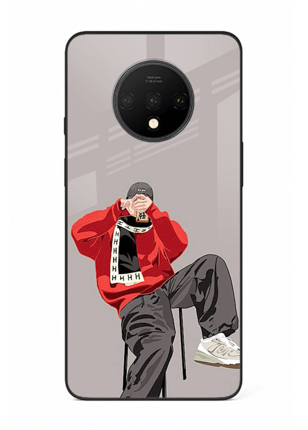 Red Streetwear Boy urban illustration OnePlus 7T glass back cover