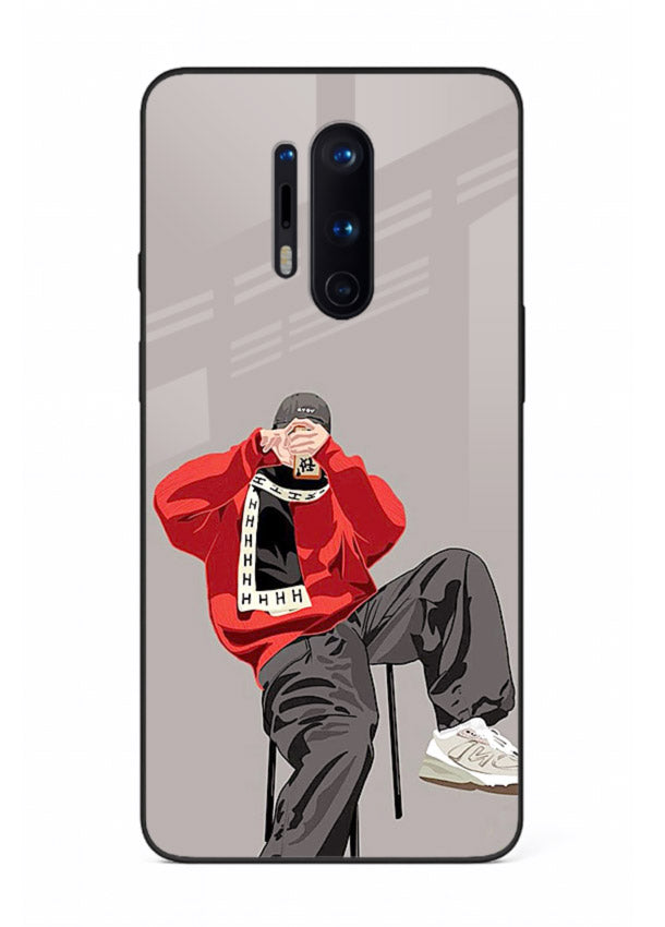 Red Streetwear Boy urban illustration OnePlus 8 Pro glass back cover