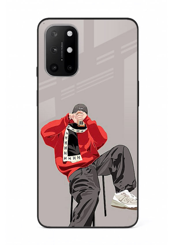 Red Streetwear Boy urban illustration OnePlus 8T glass back cover