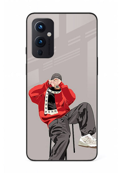 Red Streetwear Boy urban illustration OnePlus 9 Pro glass back cover