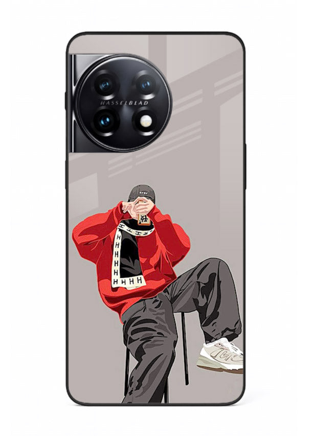 Red Streetwear Boy urban illustration OnePlus 11R glass back cover