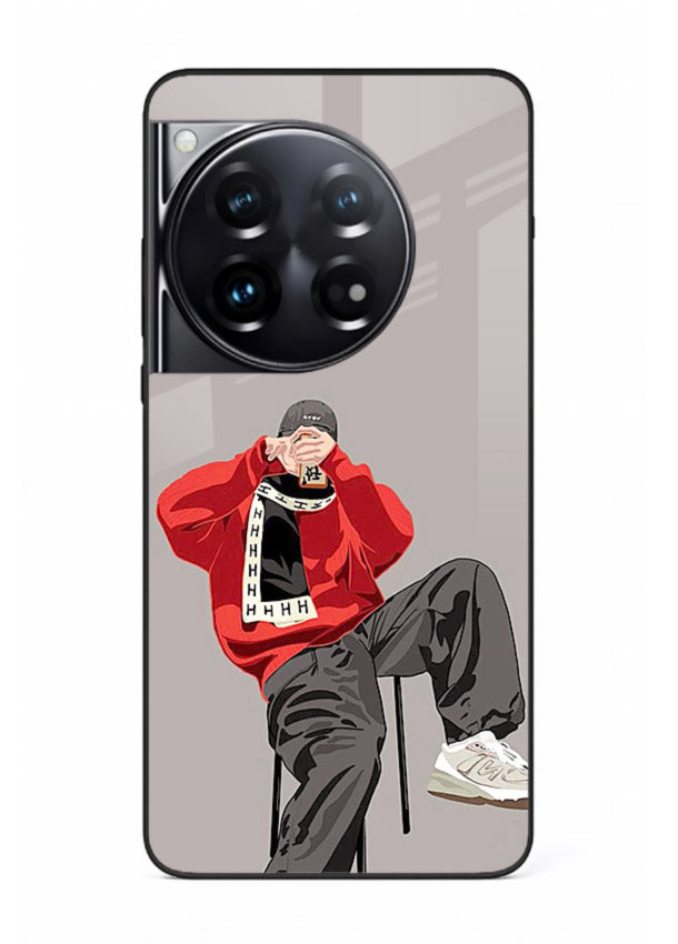 Red Streetwear Boy urban illustration OnePlus 12 glass back cover