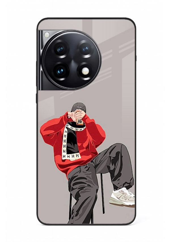 Red Streetwear Boy urban illustration OnePlus 12R glass back cover