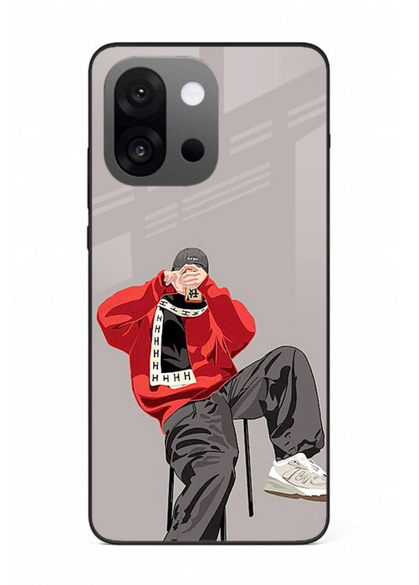 Red Streetwear Boy urban illustration OnePlus 13s glass back cover