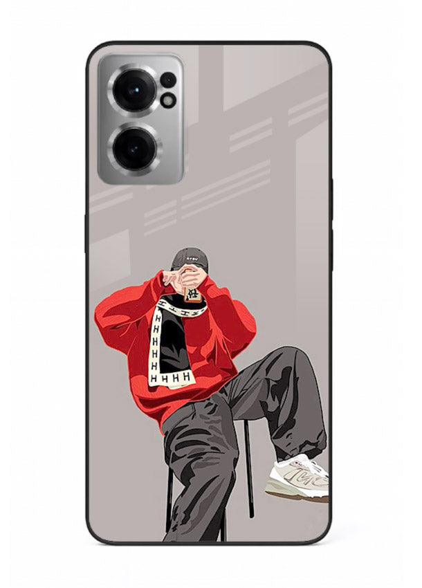 Red Streetwear Boy urban illustration OnePlus Nord CE2 5G glass back cover