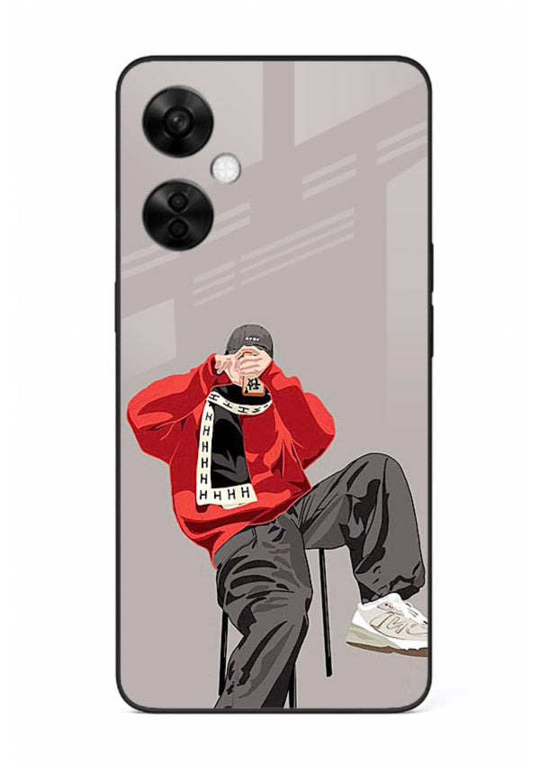 Red Streetwear Boy urban illustration OnePlus Nord CE3 Lite glass back cover