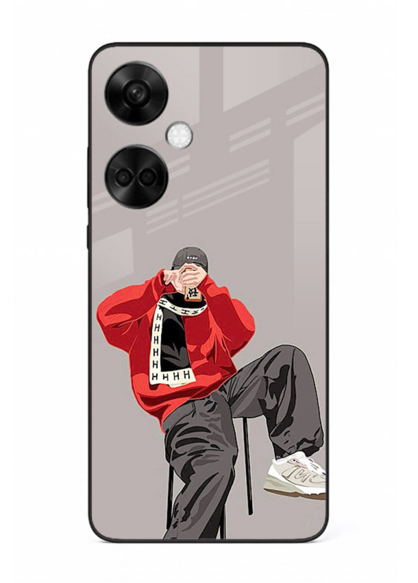 Red Streetwear Boy urban illustration OnePlus Nord CE3 glass back cover