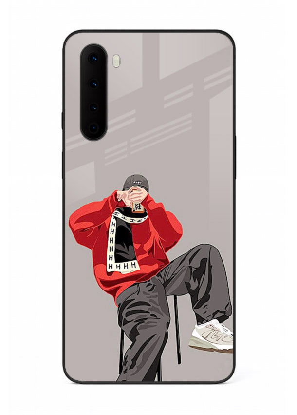 Red Streetwear Boy urban illustration OnePlus Nord glass back cover