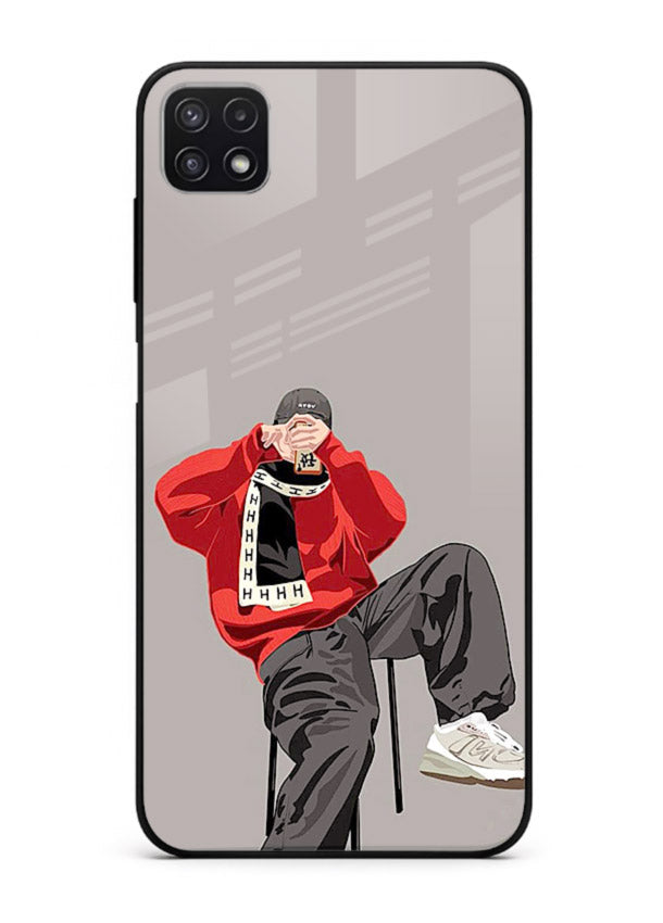 Red Streetwear Boy urban illustration Samsung F42 5G glass back cover