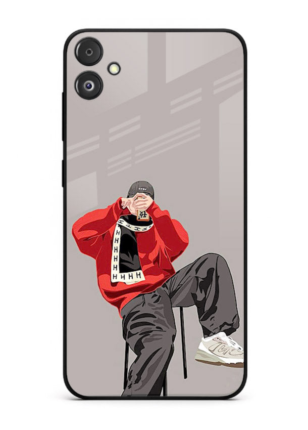 Red Streetwear Boy urban illustration Samsung F14 5G glass back cover