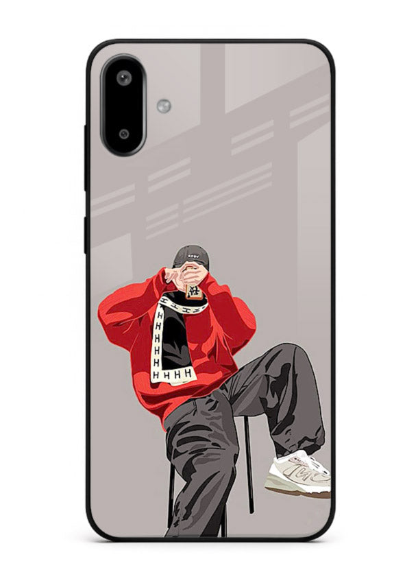 Red Streetwear Boy urban illustration Samsung F06 5G glass back cover