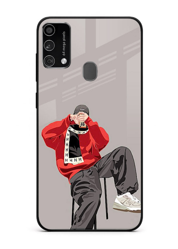 Red Streetwear Boy urban illustration Samsung F41 glass back cover