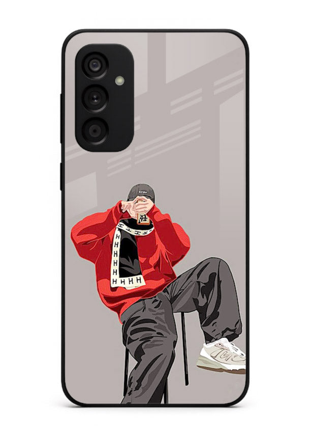 Red Streetwear Boy urban illustration Samsung M15 5G glass back cover