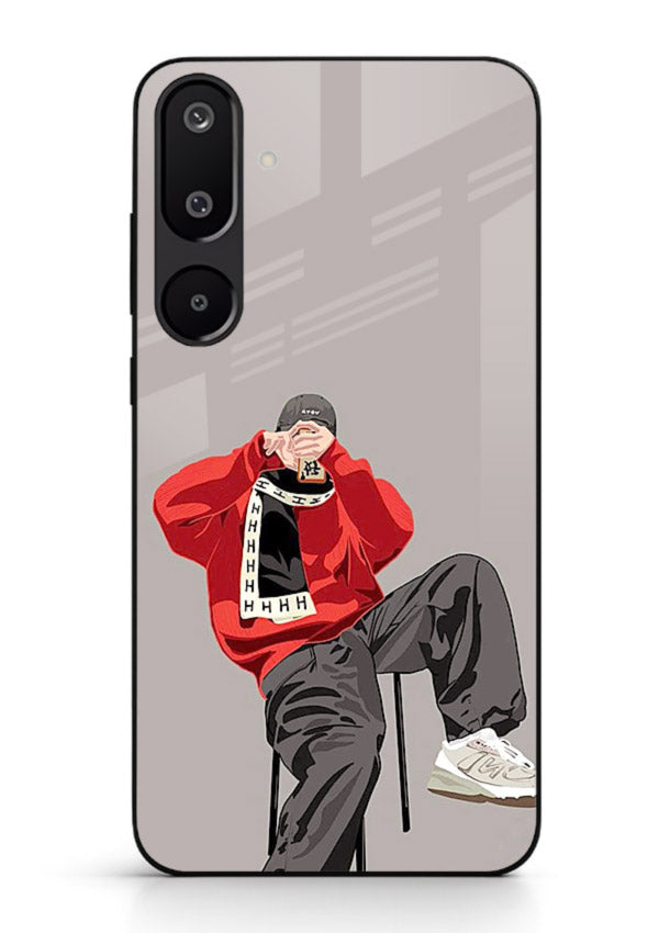 Red Streetwear Boy urban illustration Samsung M16 5G glass back cover