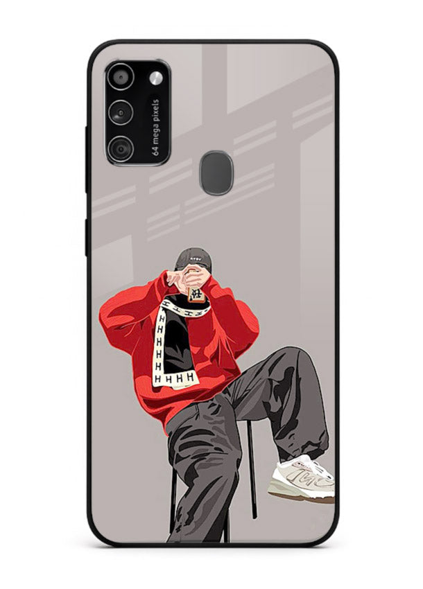 Red Streetwear Boy urban illustration Samsung M30s glass back cover