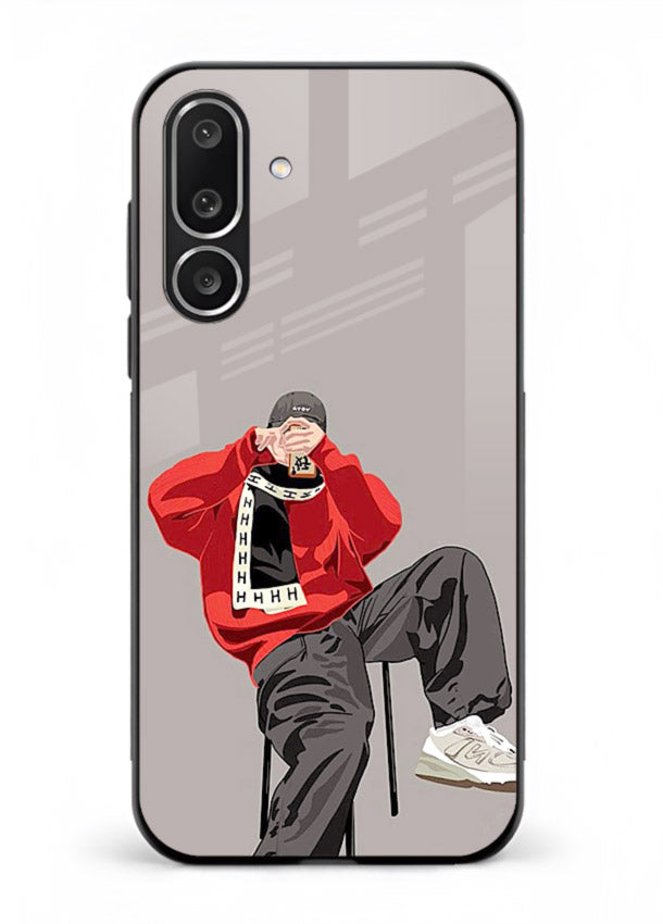 Red Streetwear Boy urban illustration Samsung M56 5G glass back cover