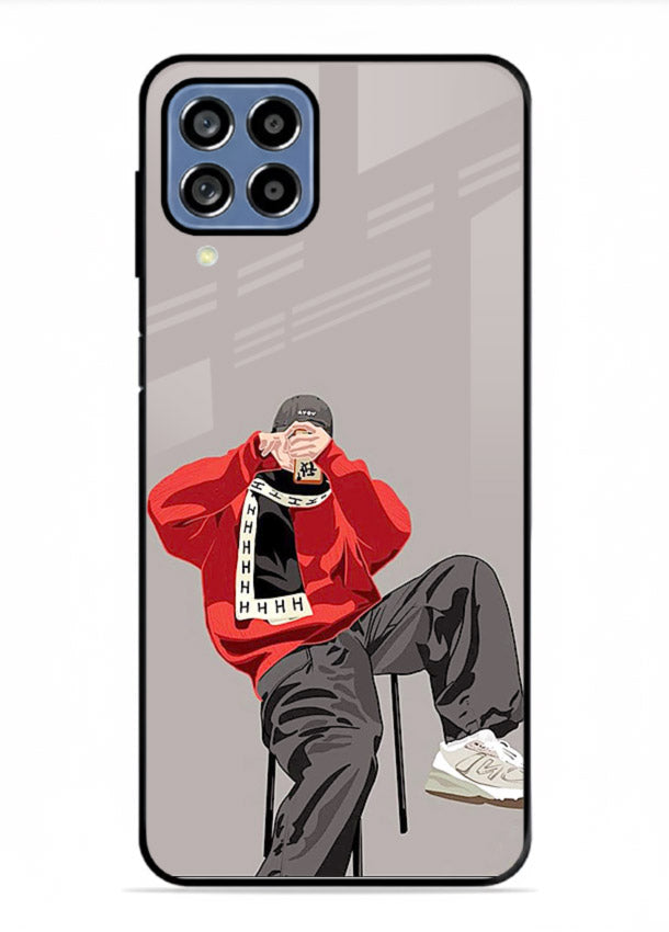 Red Streetwear Boy urban illustration Samsung F62 glass back cover