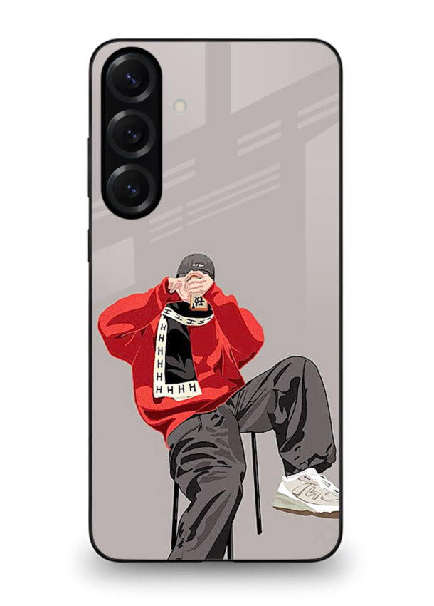 Red Streetwear Boy urban illustration Samsung M35 5G glass back cover