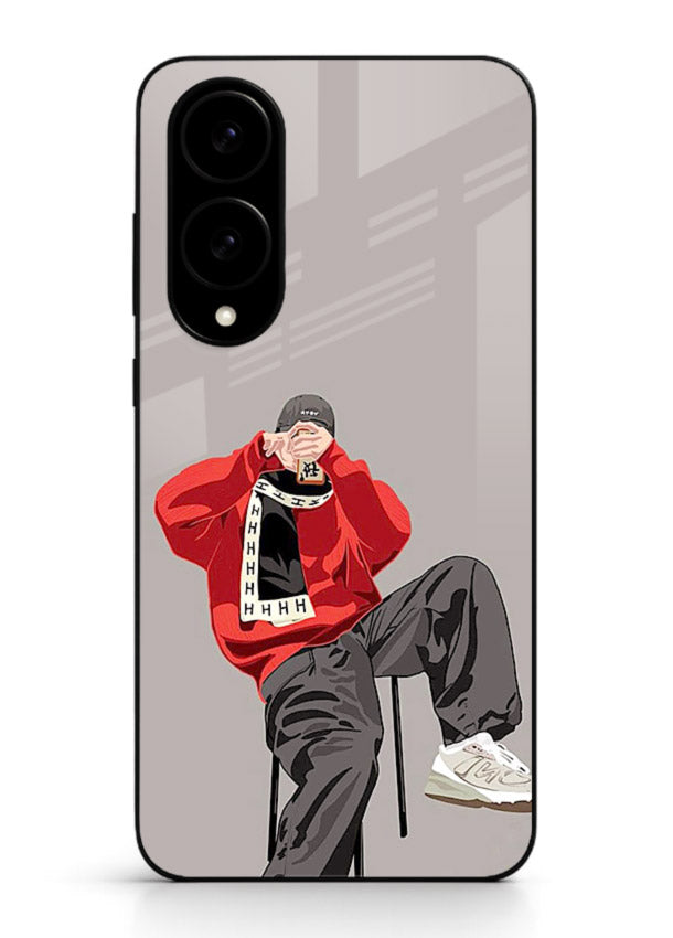 Red Streetwear Boy urban illustration Samsung S25 Edge glass back cover