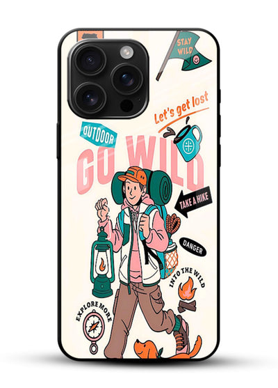 Retro Cartoon Chaos playful artwork glossy vibrant premium glass back cover - Angle Front