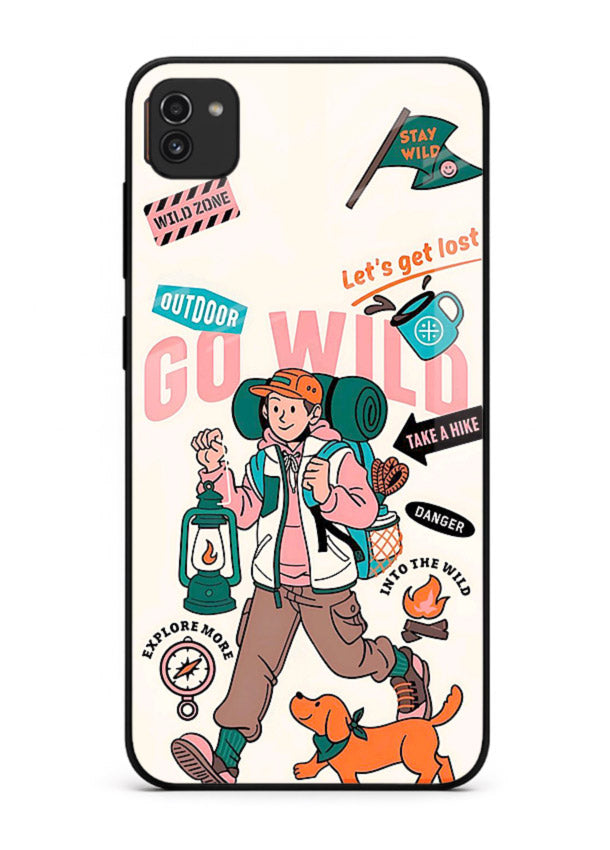 Retro Cartoon Chaos playful artwork Samsung A03 glass back cover