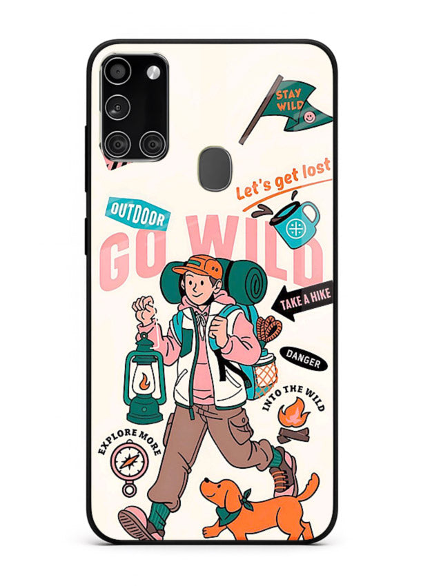 Retro Cartoon Chaos playful artwork Samsung A21s glass back cover