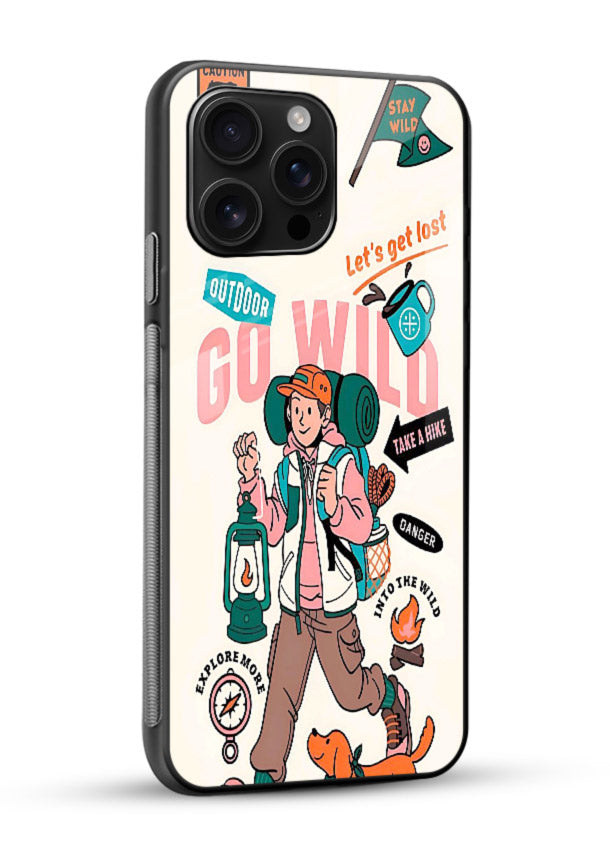 Retro Cartoon Chaos playful artwork glossy vibrant premium glass back cover - Angle Side