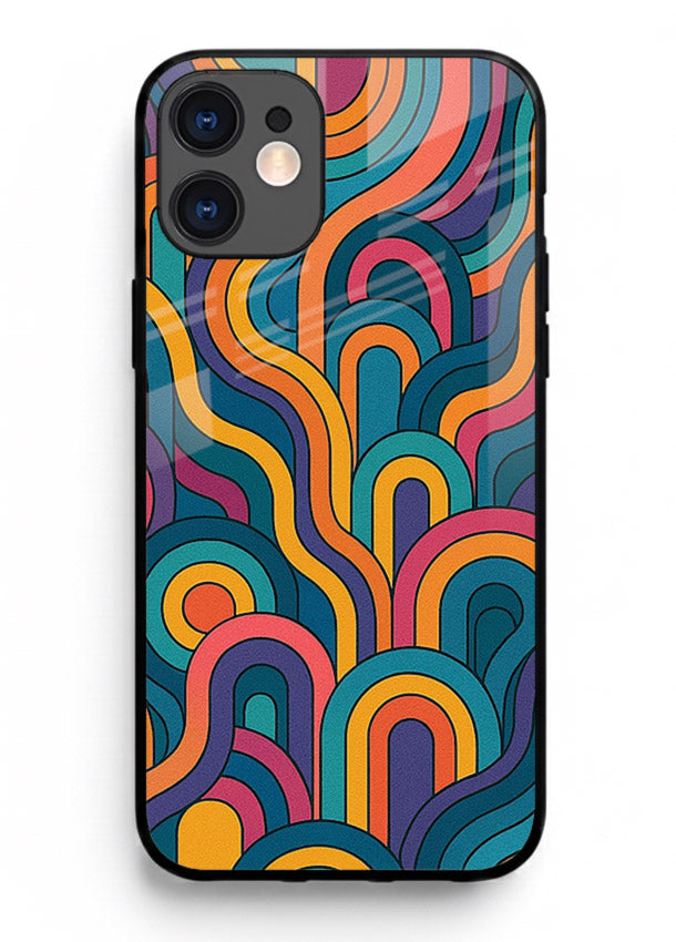 Retro Rainbow Curves vibrant retro pattern iphone 11 glass back cover