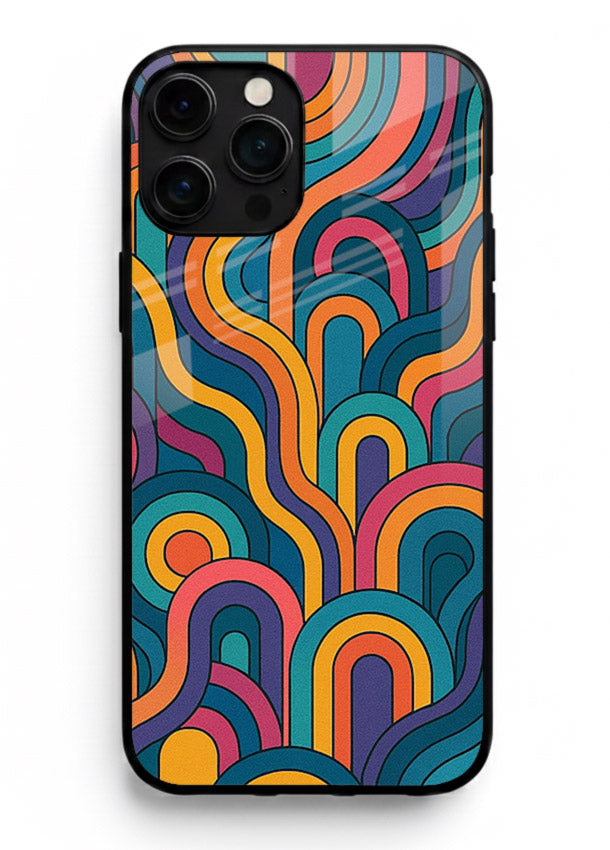 Retro Rainbow Curves vibrant retro pattern iphone 16 pro max glass back cover
