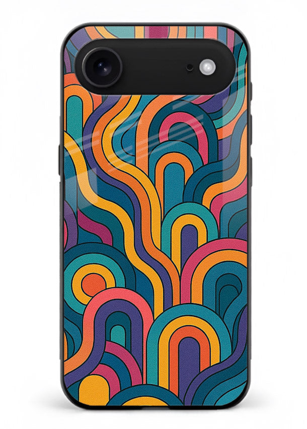 Retro Rainbow Curves vibrant retro pattern iphone 18 air glass back cover