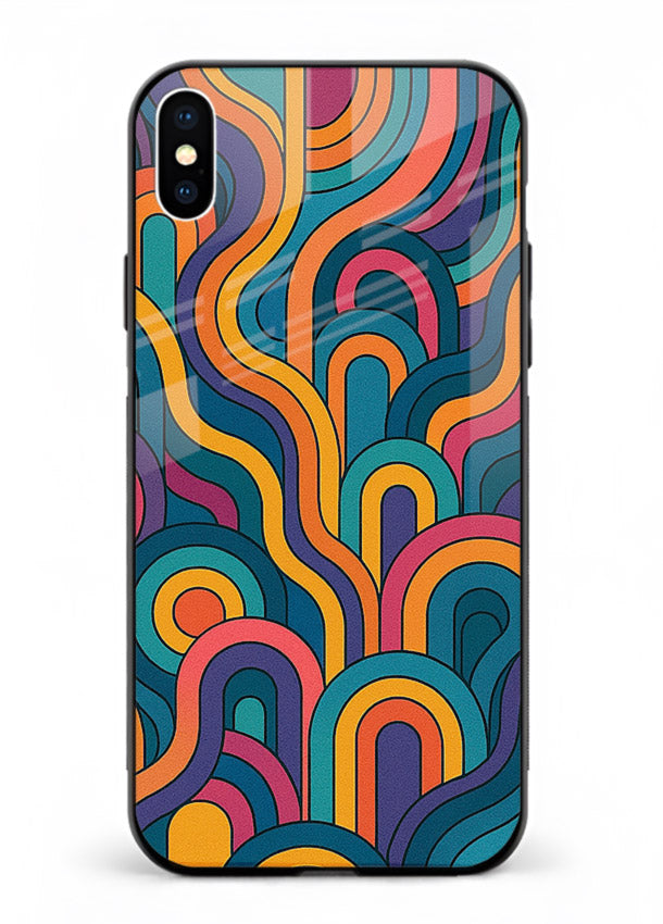 Retro Rainbow Curves vibrant retro pattern iphone xs max glass back cover
