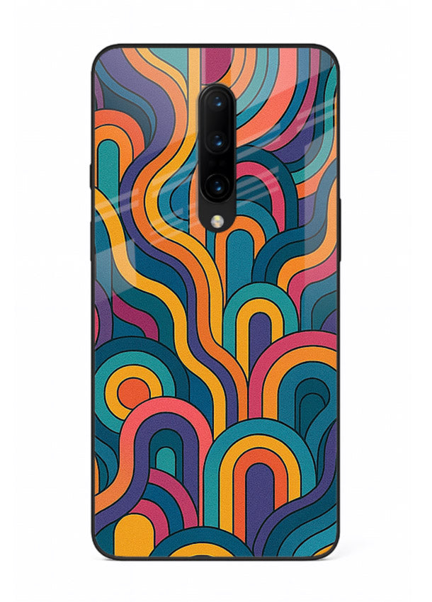 Retro Rainbow Curves vibrant retro pattern OnePlus 8 glass back cover