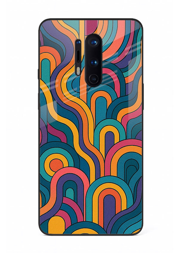 Retro Rainbow Curves vibrant retro pattern OnePlus 8 Pro glass back cover