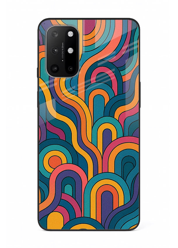 Retro Rainbow Curves vibrant retro pattern OnePlus 8T glass back cover