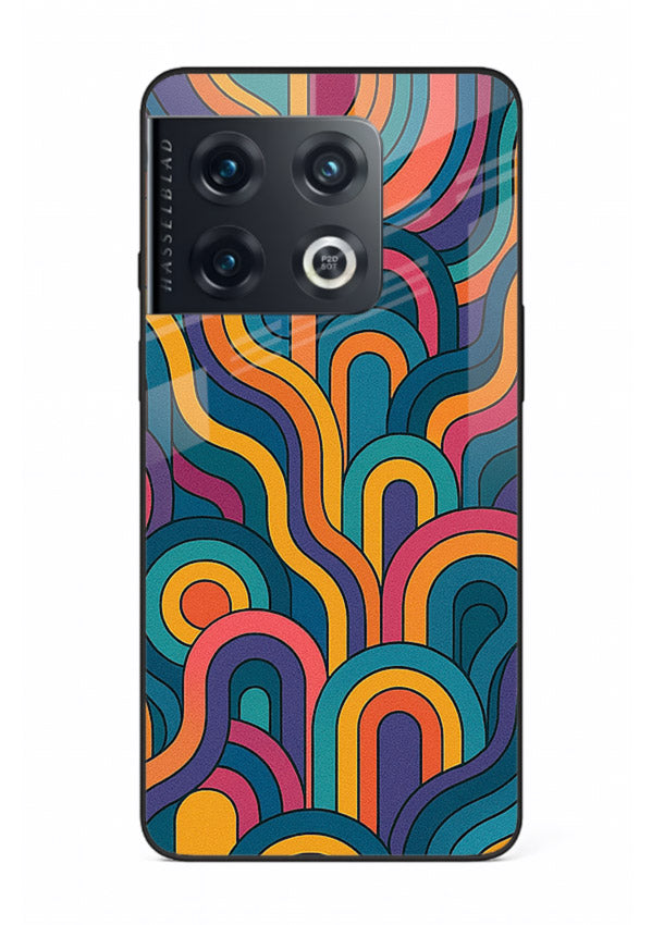 Retro Rainbow Curves vibrant retro pattern OnePlus 10 Pro glass back cover