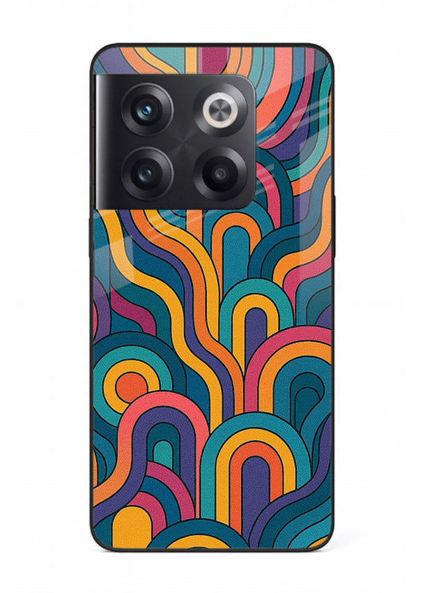 Retro Rainbow Curves vibrant retro pattern OnePlus 10T glass back cover