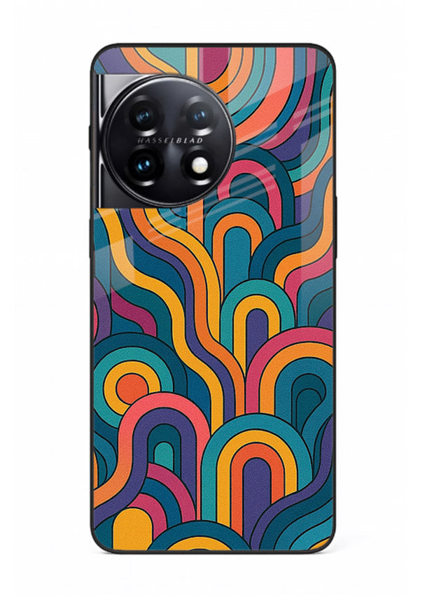 Retro Rainbow Curves vibrant retro pattern OnePlus 11R glass back cover