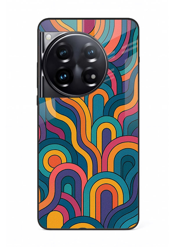 Retro Rainbow Curves vibrant retro pattern OnePlus 12 glass back cover