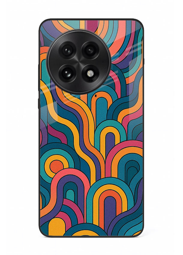 Retro Rainbow Curves vibrant retro pattern OnePlus 13 glass back cover