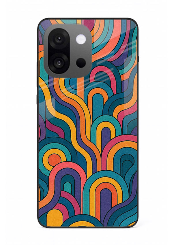 Retro Rainbow Curves vibrant retro pattern OnePlus 13s glass back cover
