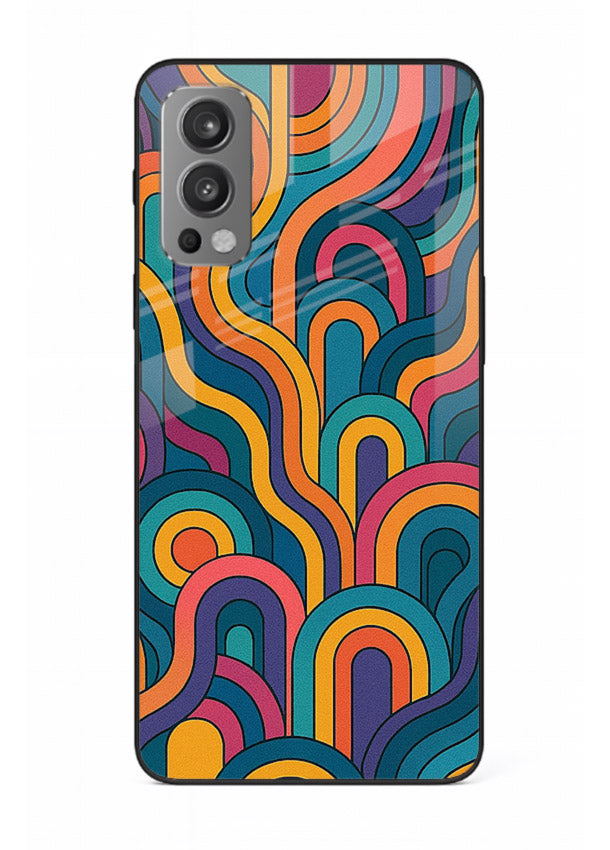 Retro Rainbow Curves vibrant retro pattern OnePlus Nord 2 glass back cover