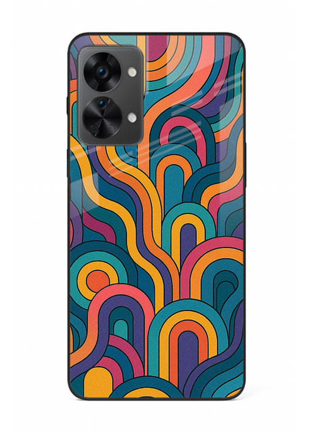 Retro Rainbow Curves vibrant retro pattern OnePlus Nord 2T glass back cover