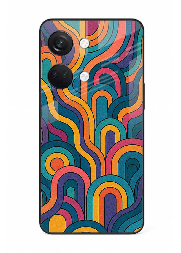 Retro Rainbow Curves vibrant retro pattern OnePlus Nord 3 glass back cover