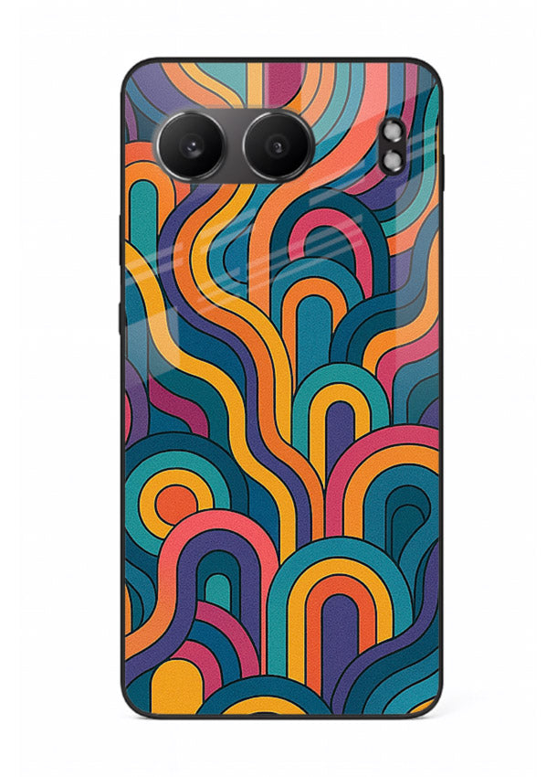 Retro Rainbow Curves vibrant retro pattern OnePlus Nord 4 glass back cover