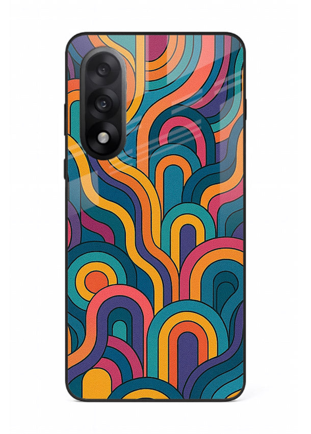 Retro Rainbow Curves vibrant retro pattern OnePlus Nord 5 glass back cover
