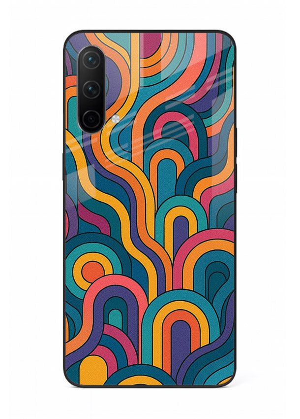 Retro Rainbow Curves vibrant retro pattern OnePlus Nord CE 5G glass back cover