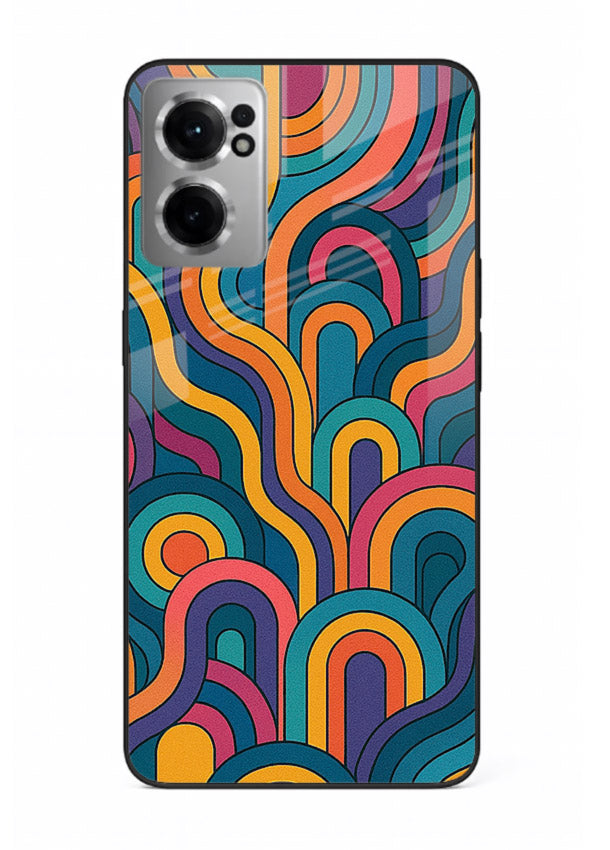 Retro Rainbow Curves vibrant retro pattern OnePlus Nord CE2 5G glass back cover